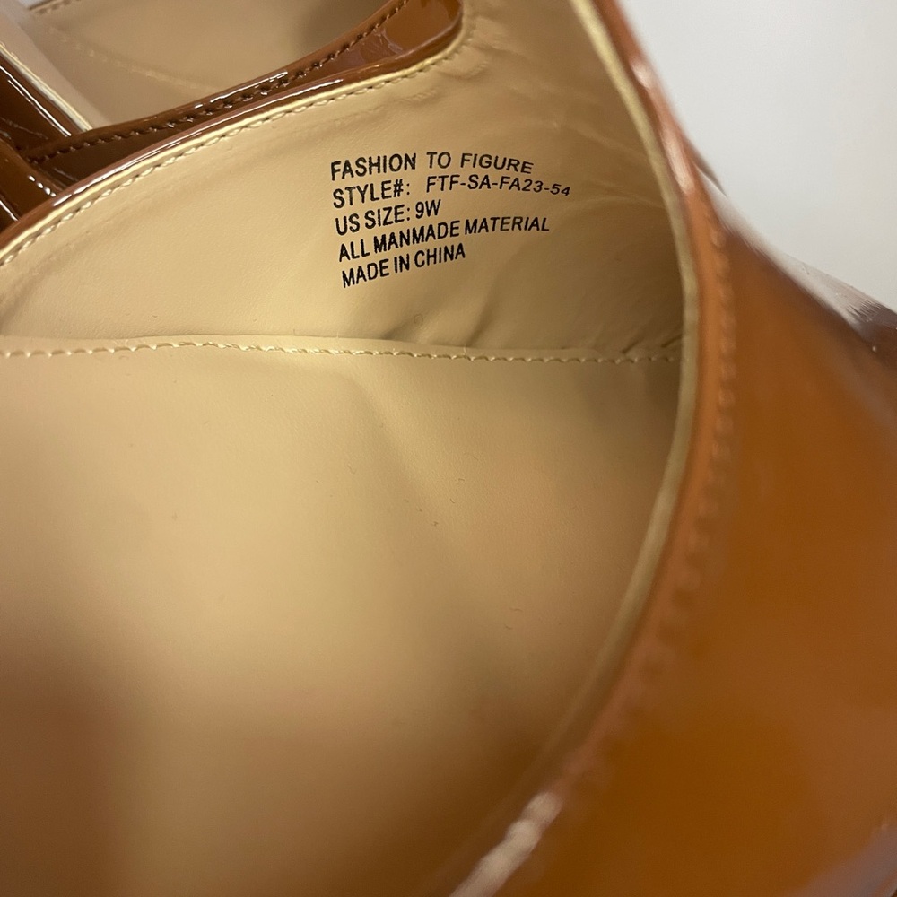 Maria Platform Heels| Cognac Patent | Size 9W| Fashion to Figure - Picture 2 of 11